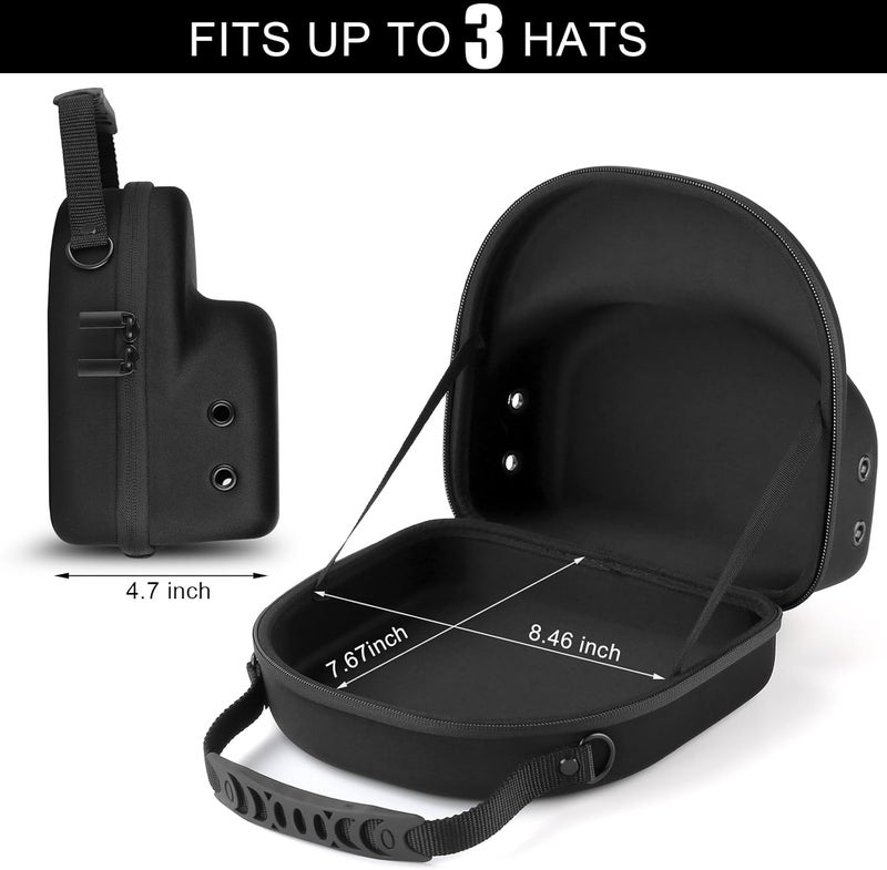GERMUN Hard baseball hat case, Hat Carrier Travel Case with Adjustable Shoulder Strap, Hat cap case for 3 Baseball Caps - Perfect for Traveling & At-Home Storage (Black) - Image 3